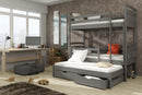 Wooden Bunk Bed Igor with Trundle and Storage