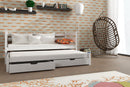 Wooden Double Bed Tosia with Trundle and Storage