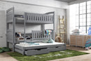 Tall Wooden Bunk Bed Blanka with Trundle and Storage