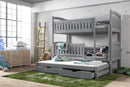Tall Wooden Bunk Bed Blanka with Trundle and Storage