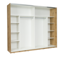 Wood WD12 Sliding Door Mirror Wardrobe 250cm in White Gloss/Oak