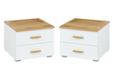 Wood WD23 Pair of Bedside Cabinets in White Gloss/Oak