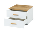 Wood WD23 Pair of Bedside Cabinets in White Gloss/Oak