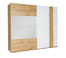 Wood WD11 Sliding Door Mirror Wardrobe 200cm in White Gloss/Oak