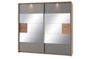 Livorno 73 Mirrored Sliding Door Wardrobe 215cm in Wotan Oak and Grey