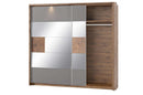 Livorno 73 Mirrored Sliding Door Wardrobe 215cm in Wotan Oak and Grey
