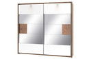 Livorno 73 Mirrored Sliding Door Wardrobe 215cm in Wotan Oak and White