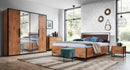 Loft Mirrored Folding Door Wardrobe 204cm in Lancelot Oak