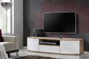Ontario TV Cabinet 150cm in White Gloss and San Remo Oak