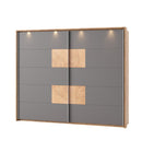 Livorno 72 Sliding Door Wardrobe 270cm in Wotan Oak and Grey