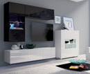 Living Room Calabrini Set 3 in White Gloss/Black Gloss