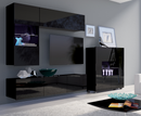 Living Room Calabrini Set 3 in Black Gloss