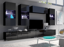 Living Room Calabrini Set 5 in Black Gloss