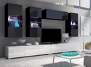 Living Room Calabrini Set 5 in White Gloss / Black Gloss