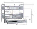 Tall Wooden Bunk Bed Blanka with Trundle and Storage