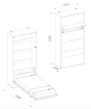 BC-03 Vertical Wall Bed Concept 90cm With Storage Cabinets and LED