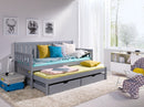 Wooden Double Bed Sofii with Trundle and Storage in Grey