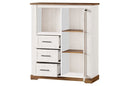 Country 15 Display Cabinet With Drawers in Oak Sterling and Andersen Pine