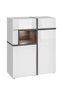 Cross Display Cabinet in White Gloss and Elm