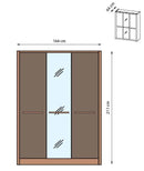 London 3 Door Wardrobe 164cm