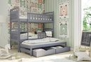 Wooden Bunk Bed Harriet with Trundle and Storage
