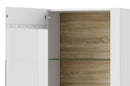 Ice 01 Tall Display Cabinet in White and Oak Sonoma