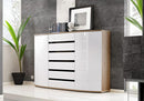 Ontario Sideboard Cabinet in White Gloss and San Remo Oak