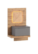 Livorno 68 Bedside Table in Wotan Oak and Grey - Left