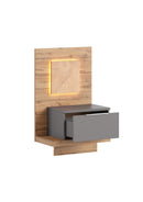 Livorno 68 Bedside Table in Wotan Oak and Grey - Left