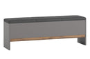 Livorno 65 Upholstered Bench With Storage in Grey and Wotan Oak