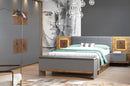Livorno 65 Upholstered Bench With Storage in Grey and Wotan Oak