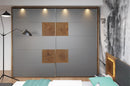 Livorno 72 Sliding Door Wardrobe 270cm in Wotan Oak and Grey
