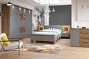 Livorno 72 Sliding Door Wardrobe 270cm in Wotan Oak and Grey