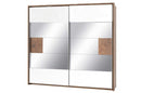 Livorno 73 Mirrored Sliding Door Wardrobe 215cm in Wotan Oak and White