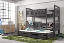 Tall Wooden Bunk Bed Blanka with Trundle and Storage