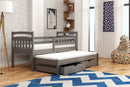 Wooden Double Bed Marcin with Trundle and Storage