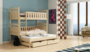 Wooden Bunk Bed Ola with Trundle and Storage