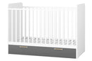 Picolo 14 Cot Bed with Drawer in White and Grey