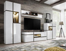 Cross Living Room Set in White Gloss and Elm