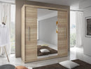 Torino Sliding Mirror Door Wardrobe 204cm in Sonoma Oak