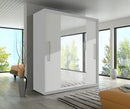 Torino Sliding Mirror Door Wardrobe 204cm in White Matt