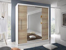 Torino Sliding Mirror Door Wardrobe 204cm in White Matt