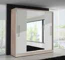 Torino Sliding Mirror Door Wardrobe 204cm in Sonoma Oak