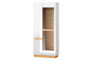 Visio 12 Tall Display Cabinet 86cm in White Gloss and Oak