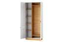 Visio 12 Tall Display Cabinet 86cm in White Gloss and Oak