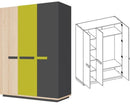 Wow 05 3 Door Wardrobe 142cm